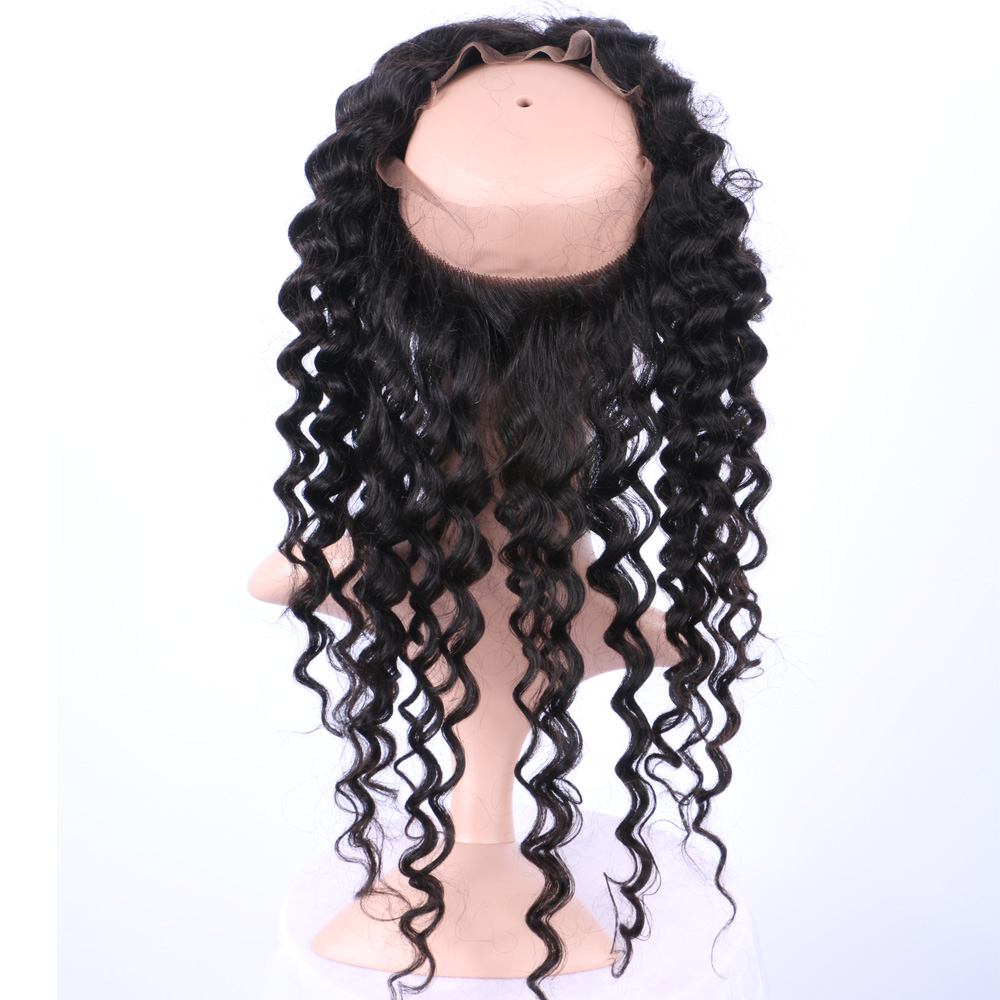 popular 360 lace frontal closure with hair bundles, ear to ear pre plucked 360 lace frontal with baby hair QM051